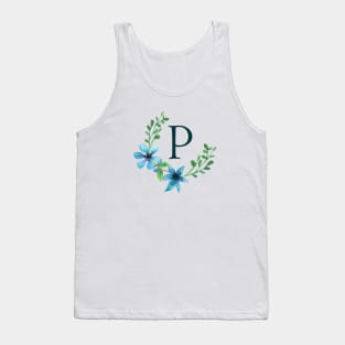 Floral Monogram P Pretty Blue Flowers Tank Top